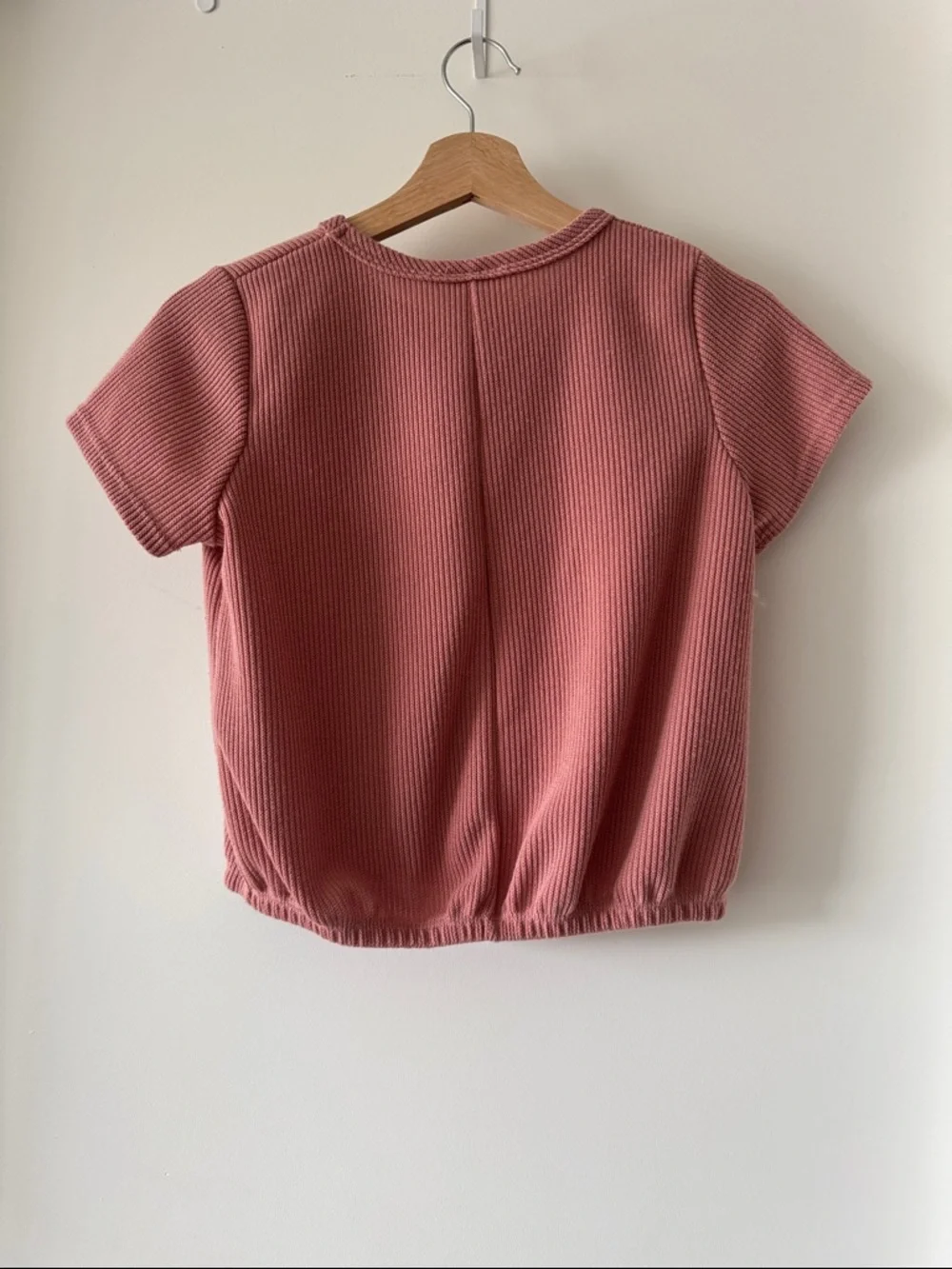 Olivia Rae Ribbed Short Sleeve Top in Dusty Rose - Picture 4 of 5